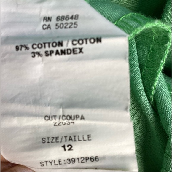 ABS Allen Schwartz Green Sleeveless Cotton Dress With A Ruffled Neckline Size12 - Picture 7 of 10